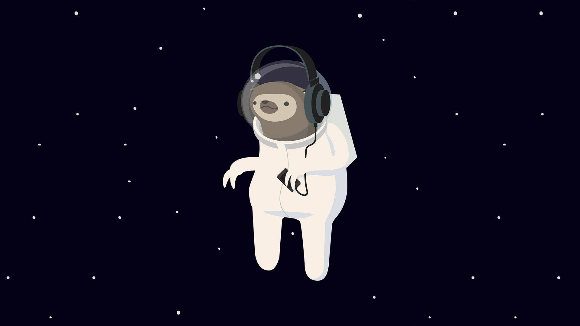Astronaut Sloth Wearing Headphone Wallpaper