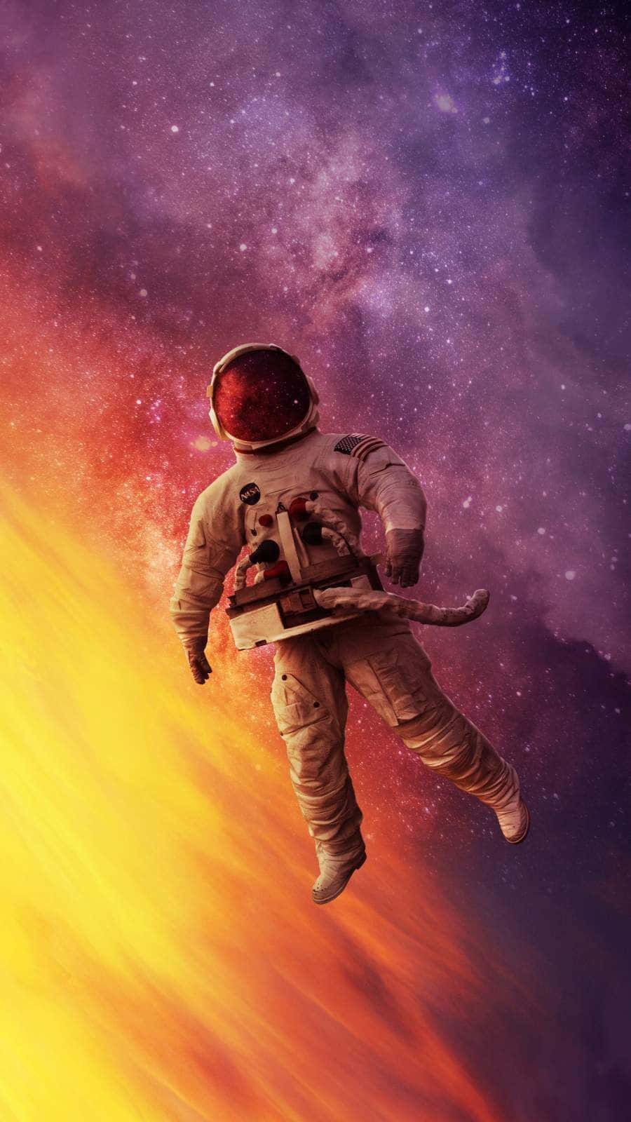 Astronautaatrapado En El Espacio En El Teléfono. Fondo de pantalla