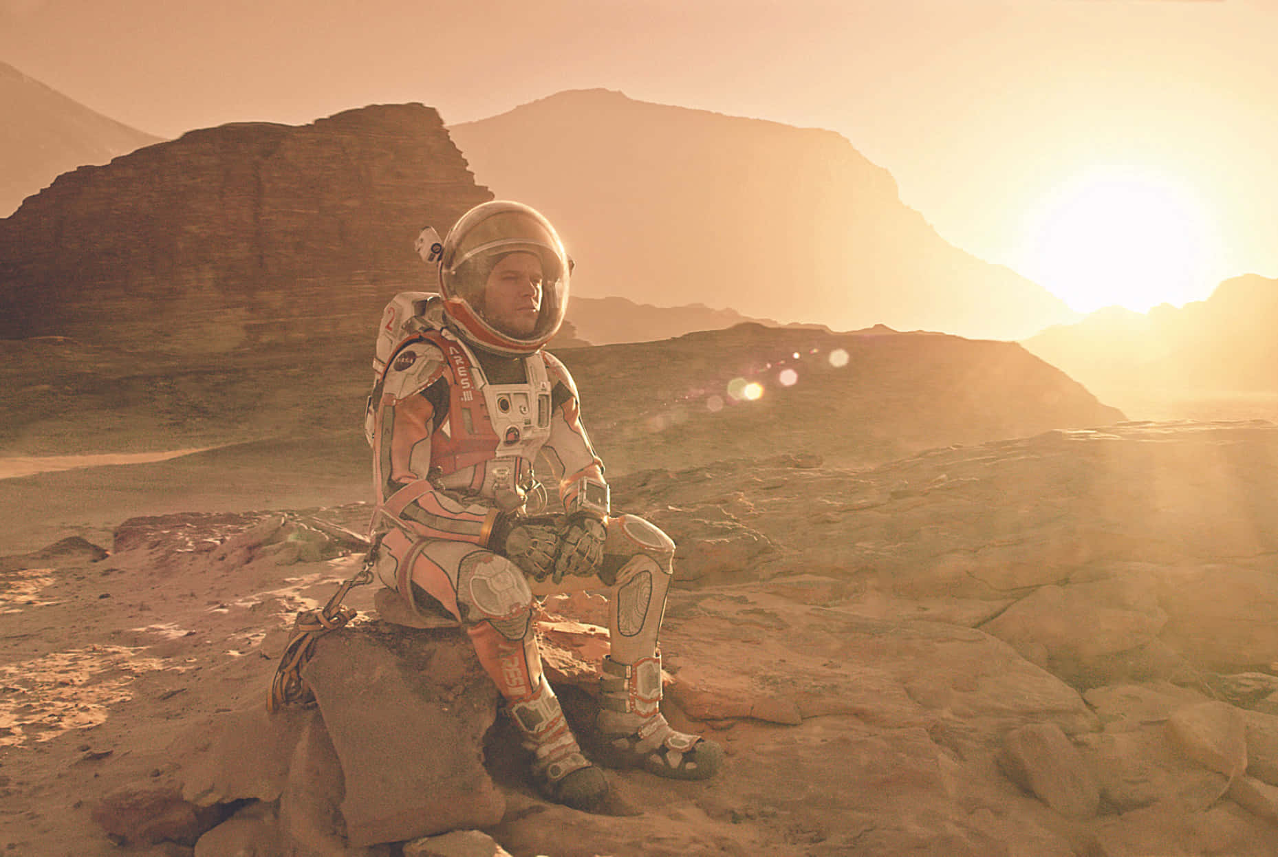 Astronaut Sunset Mars Landscape Wallpaper