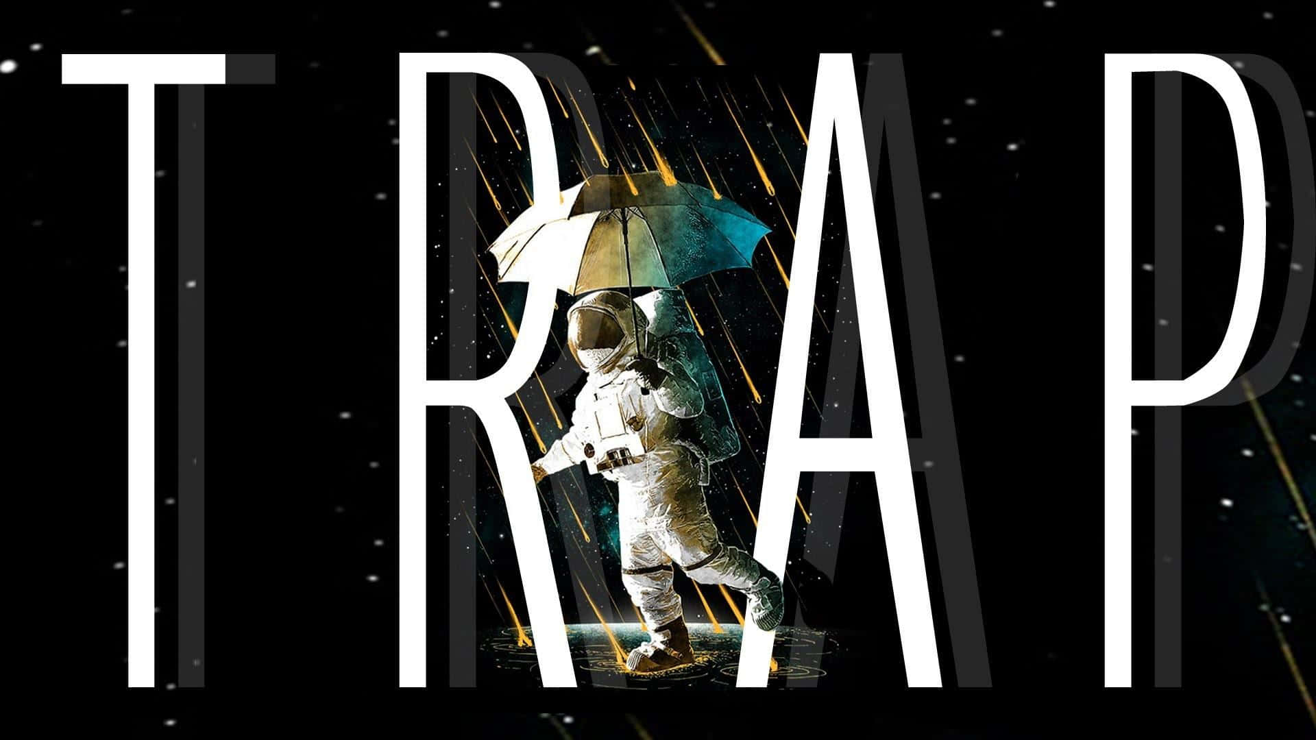 Astronaut Umbrella Trap Artwork Wallpaper