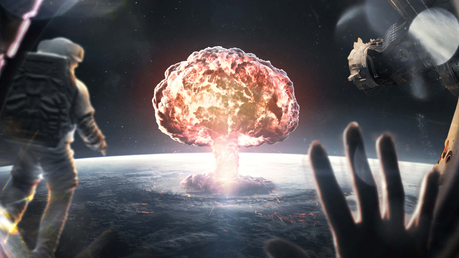 Astronaut_ Viewing_ Earth_ Nuclear_ Explosion Wallpaper