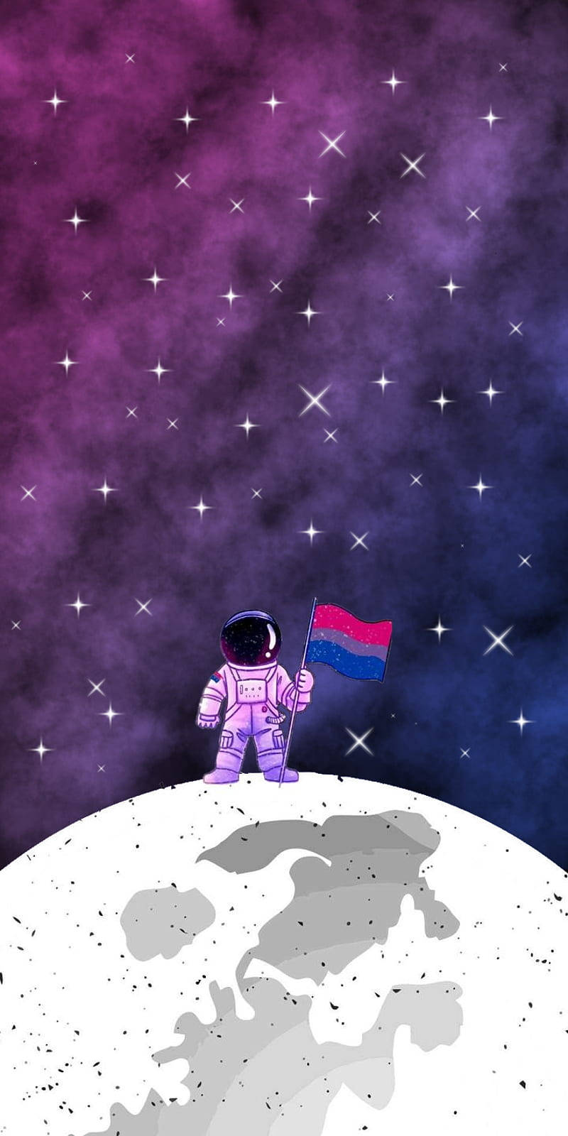 Astronaut With Bisexual Flag