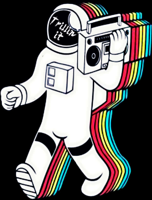 Astronaut With Boombox Art PNG