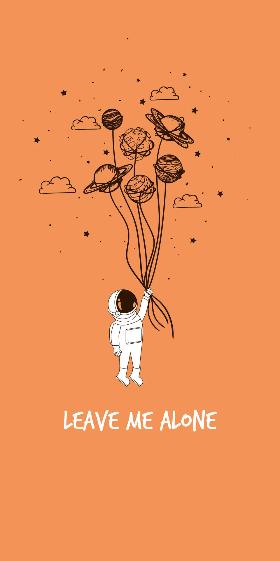 Astronaut With Planet Balloons Leave Me Alone Wallpaper