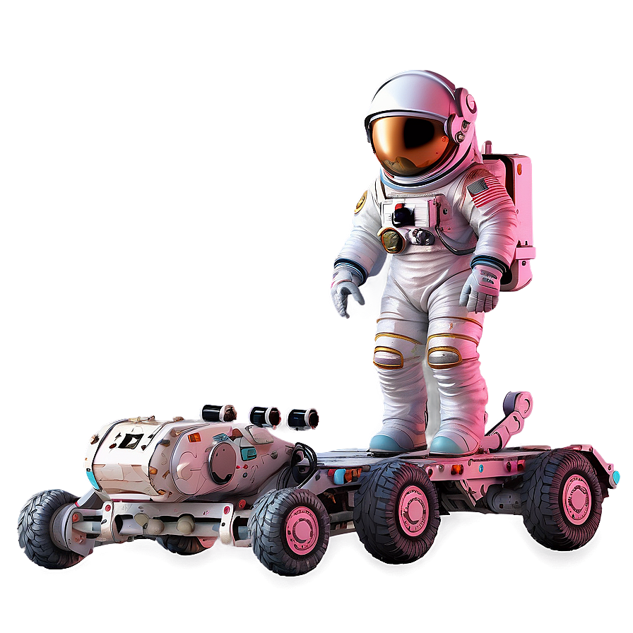 Astronaut With Space Rover Png Xxe14 PNG