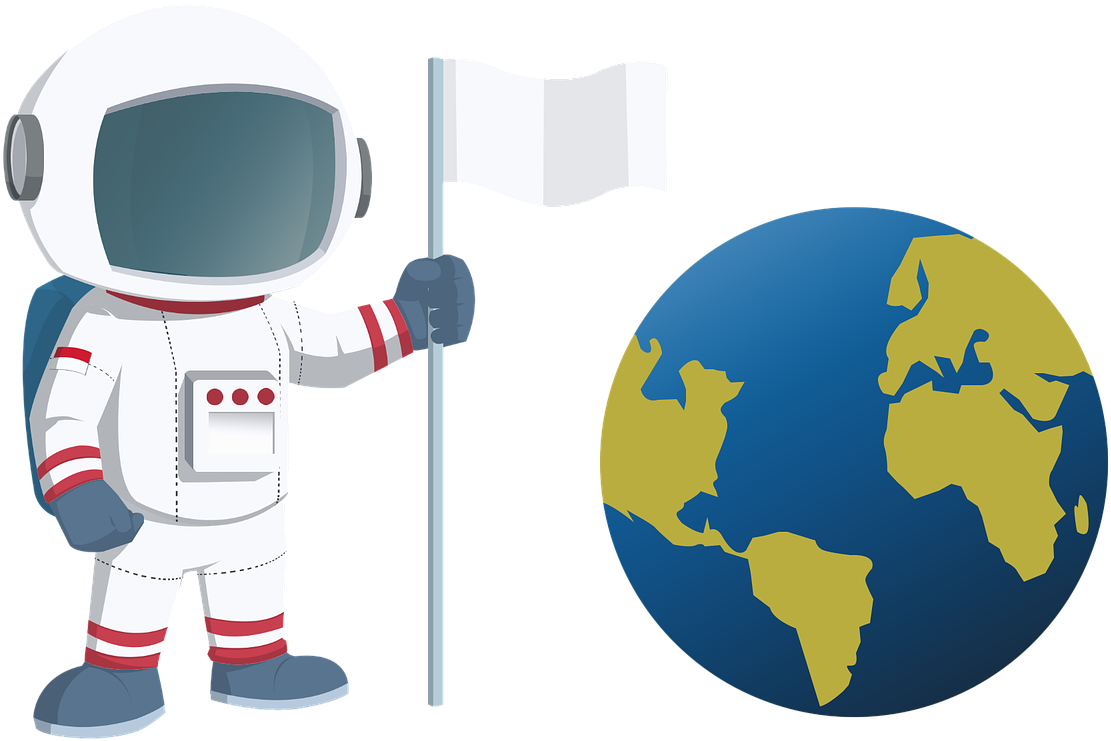 Astronaut_with_ Flag_and_ Earth_ Clipart PNG