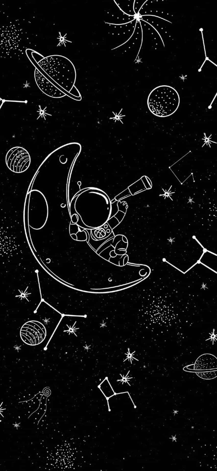 Astronautand Cosmic Elements Illustration Wallpaper
