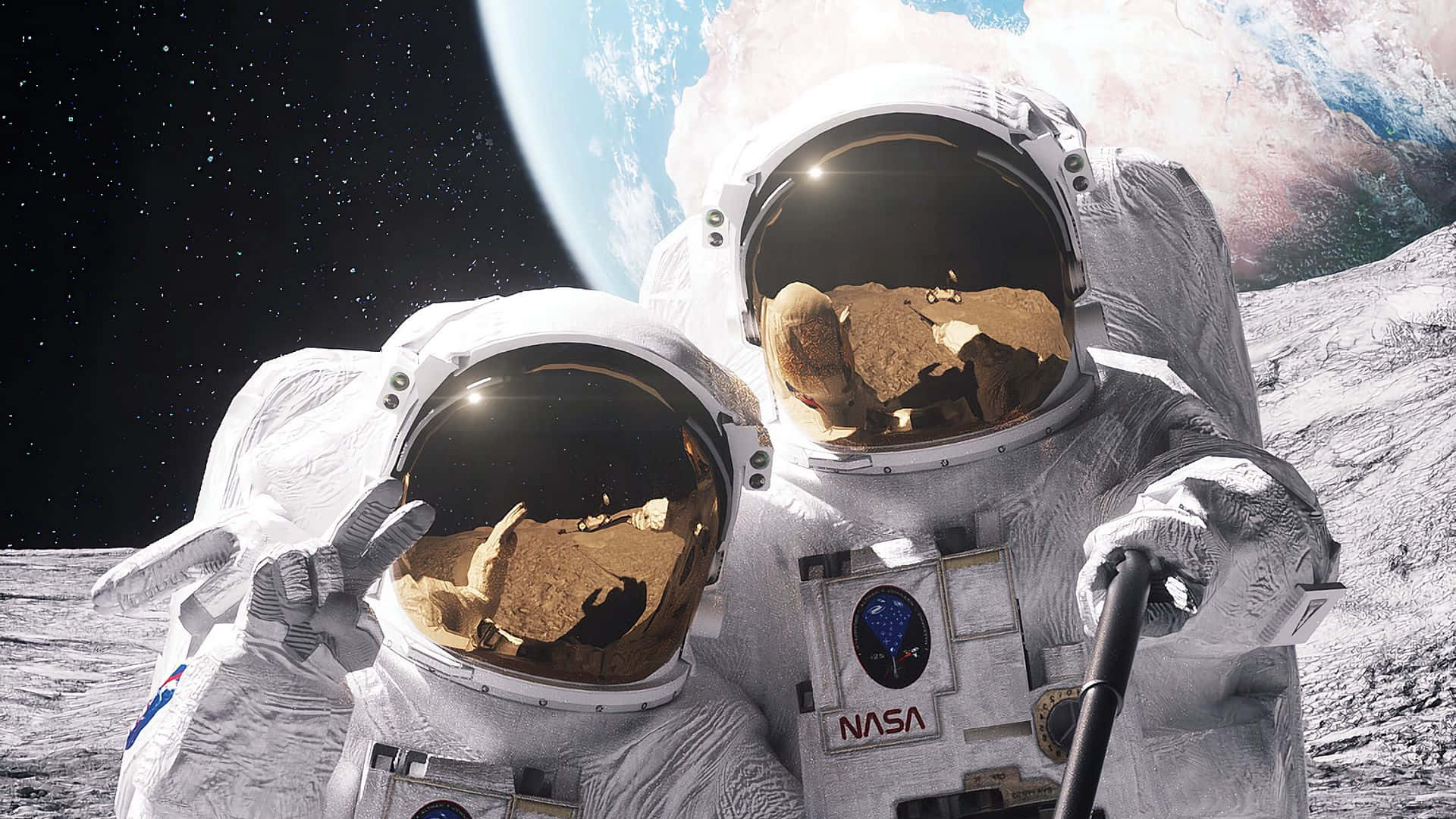 Astronauts Selfieon Moon Wallpaper
