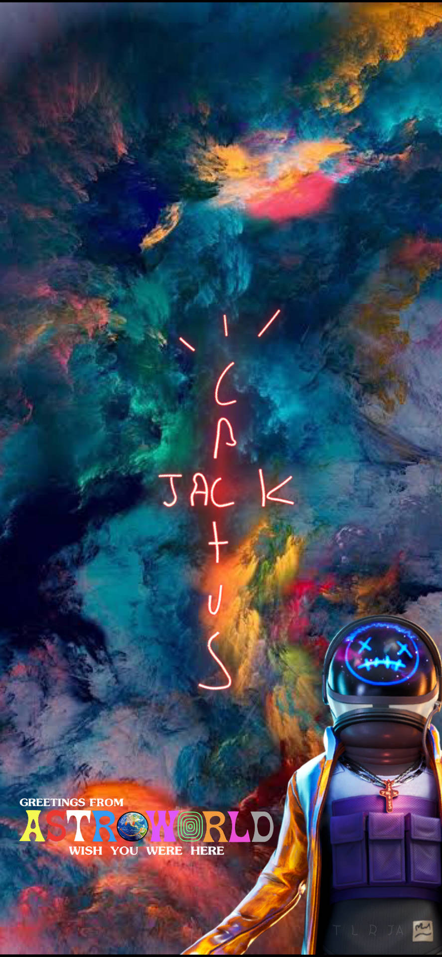 Astroworld Iphone Jack Cactus Colorful Smoke Wallpaper