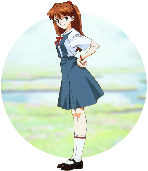 Asuka Langley School Uniform Pose PNG