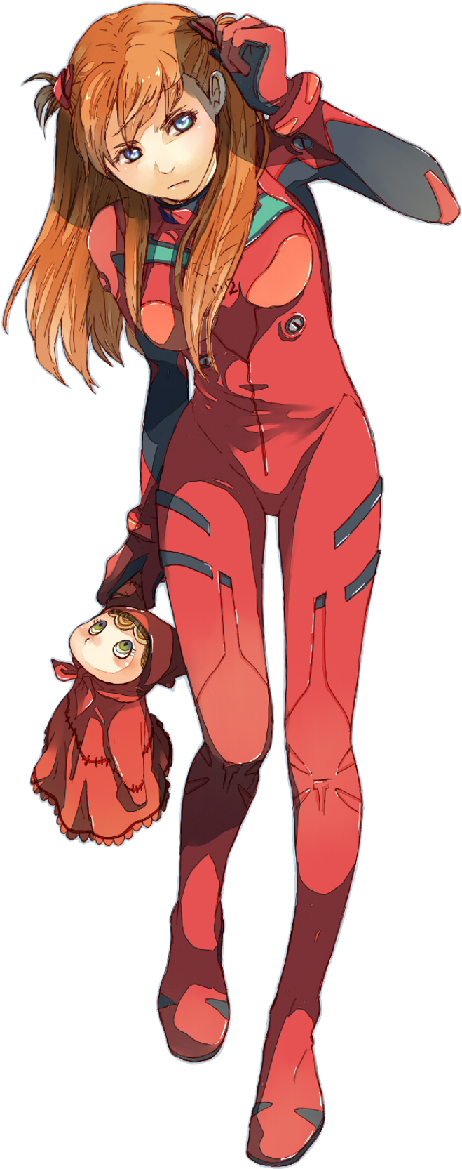 Asuka Langley With Doll Figure PNG