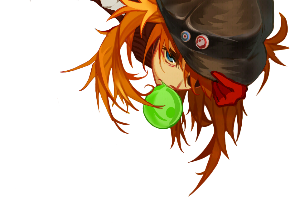 Asuka Langley With Hat And Bubblegum PNG