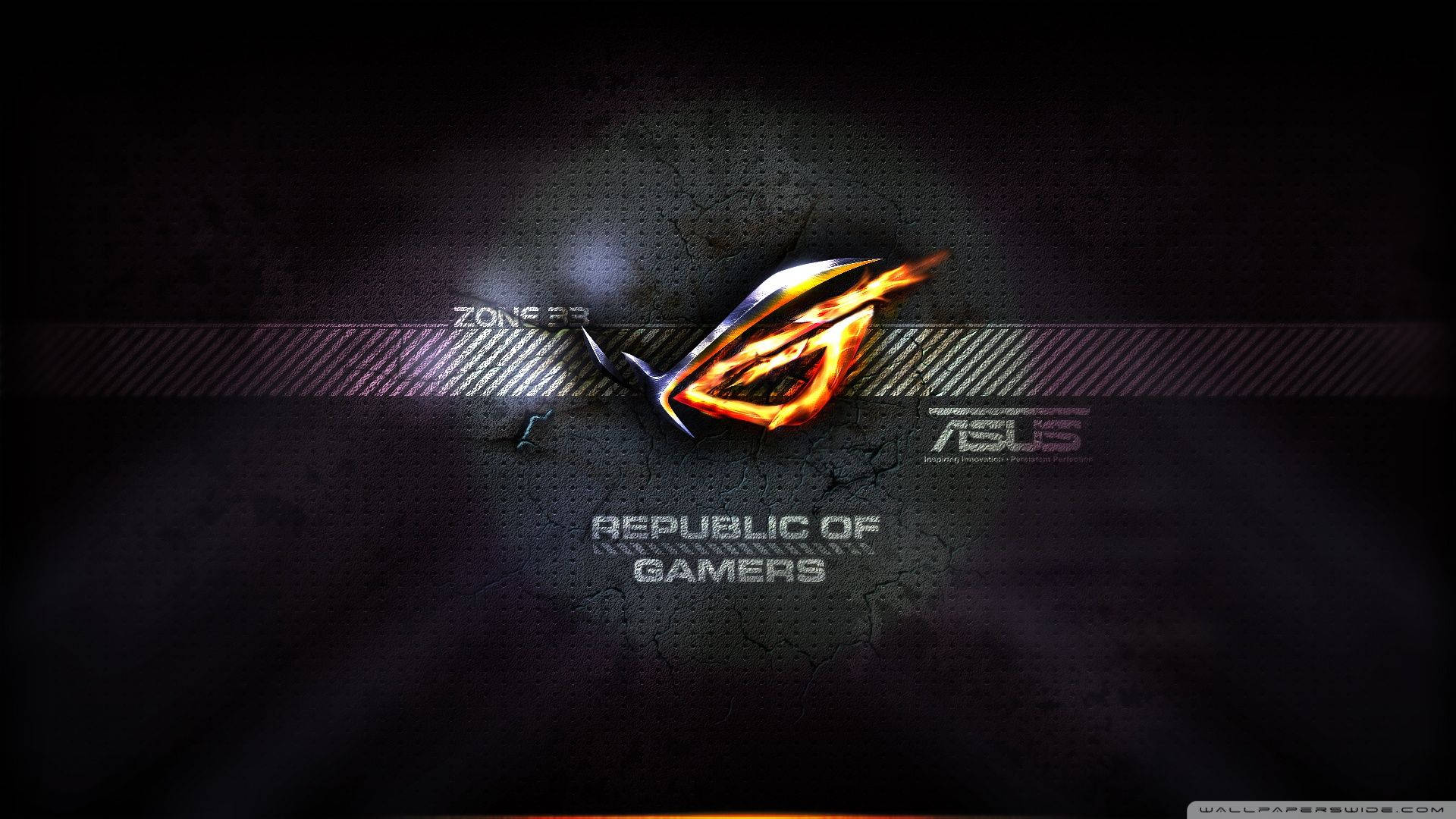 Get the Power You Need with Asus Flaming ROG Logo Wallpaper