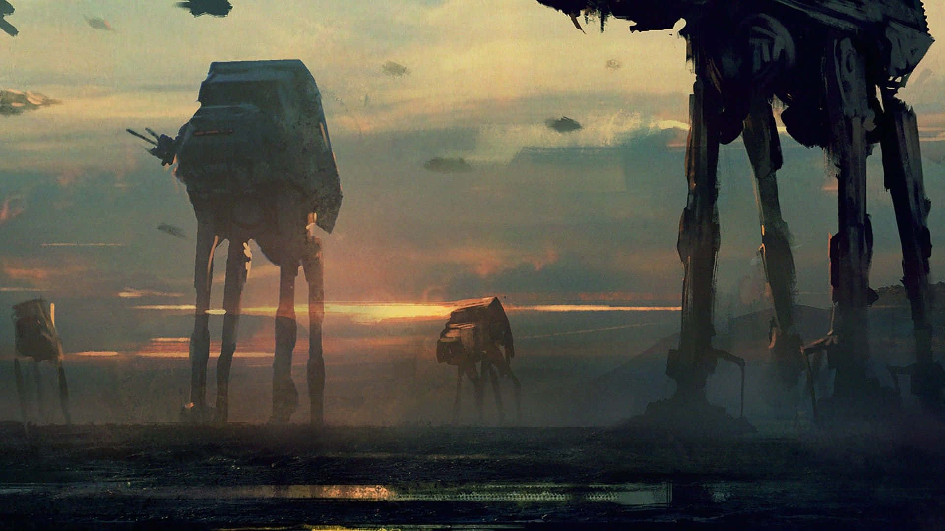 Stomping Through Hoth, the AT-ATs Ensure the Empire's Success" Wallpaper