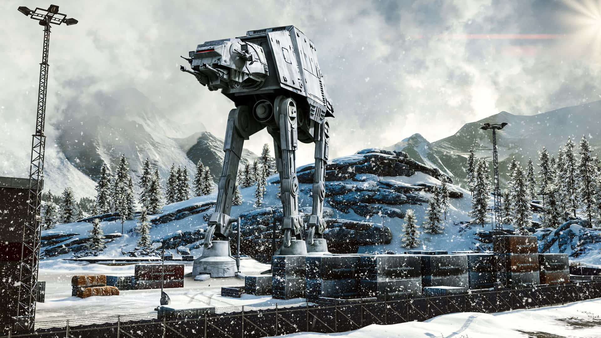 Imperial Troops Marching Ahead on AT-AT Wallpaper