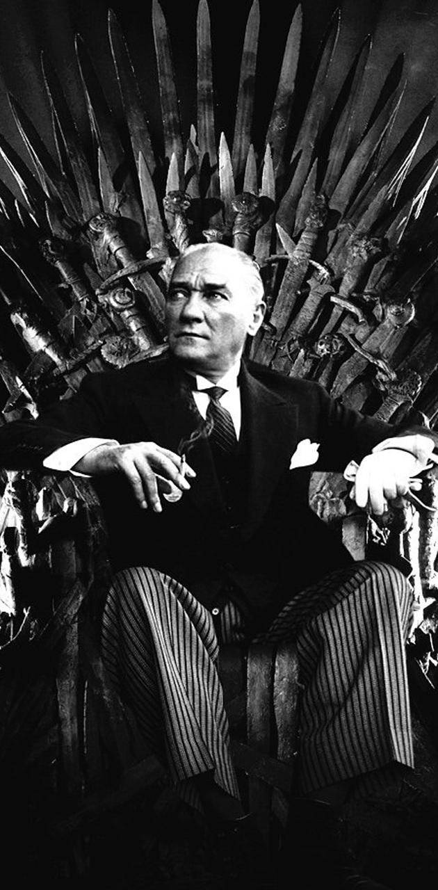 Ataturk Sitting On Iron Throne Wallpaper