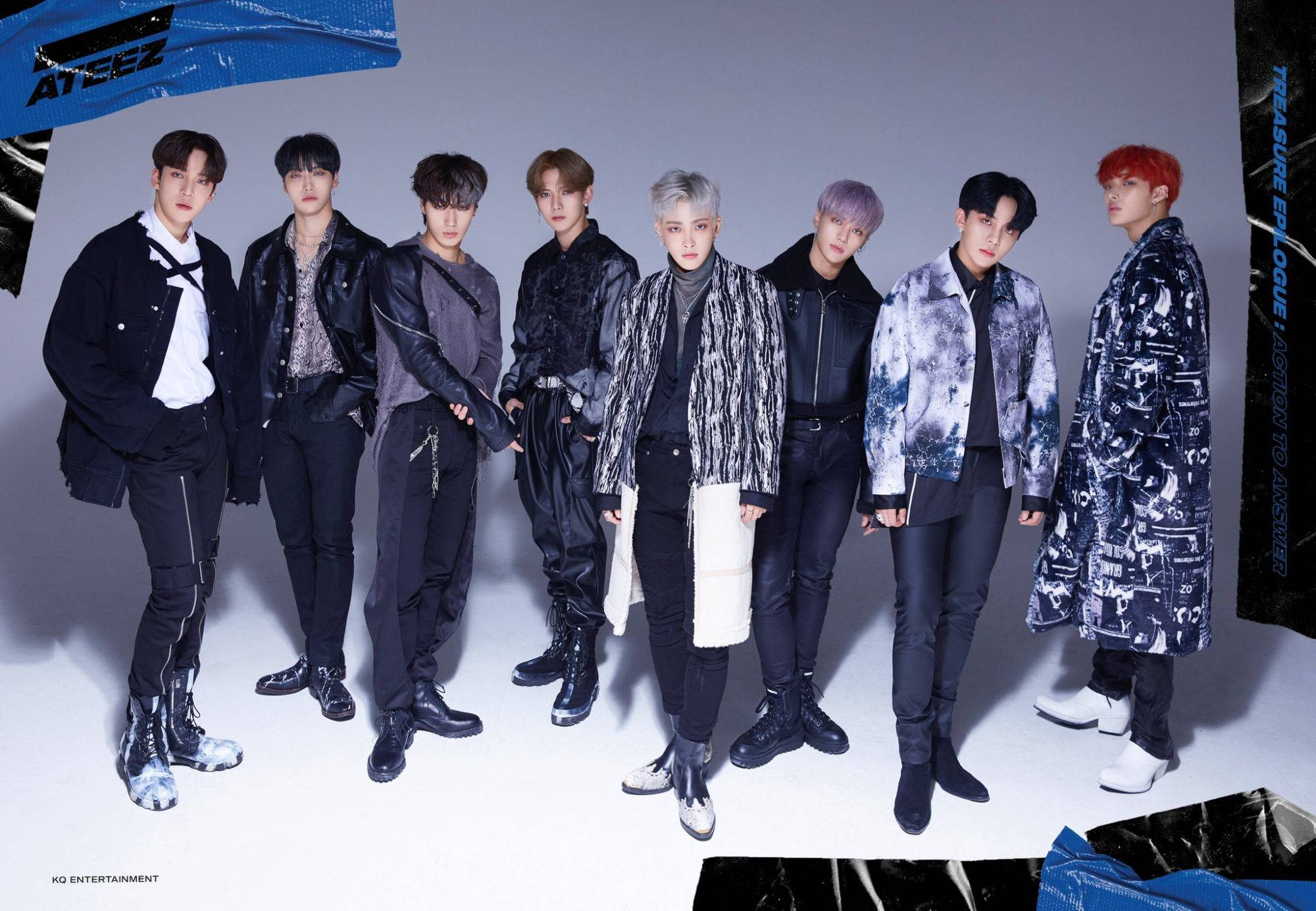 Ateez Blue And Black Wallpaper