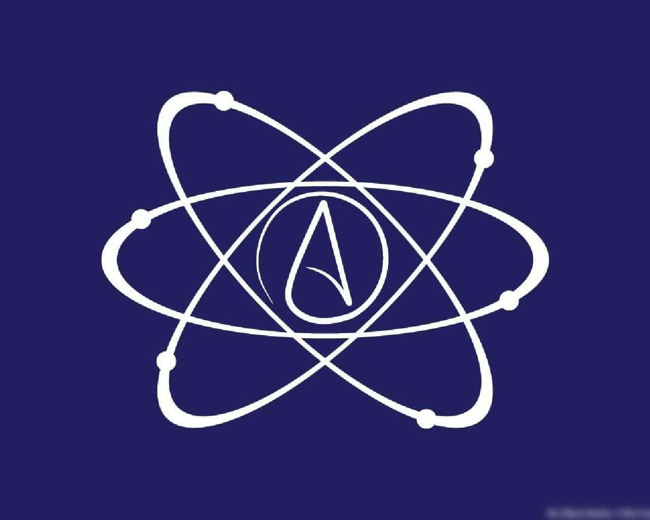 A White Atom With A Blue Background Wallpaper