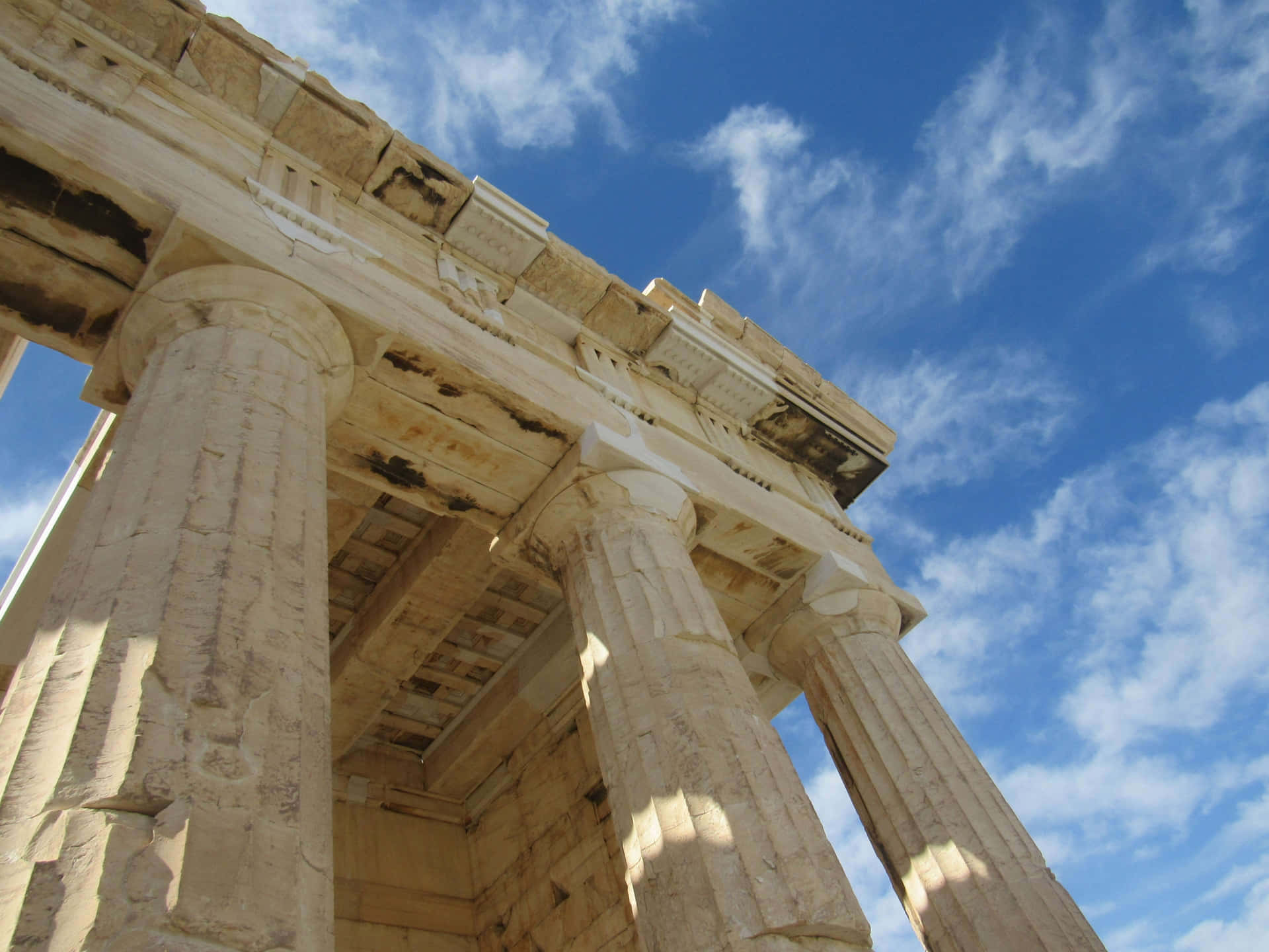 Athenian Acropolis Columns And Bracing Wallpaper