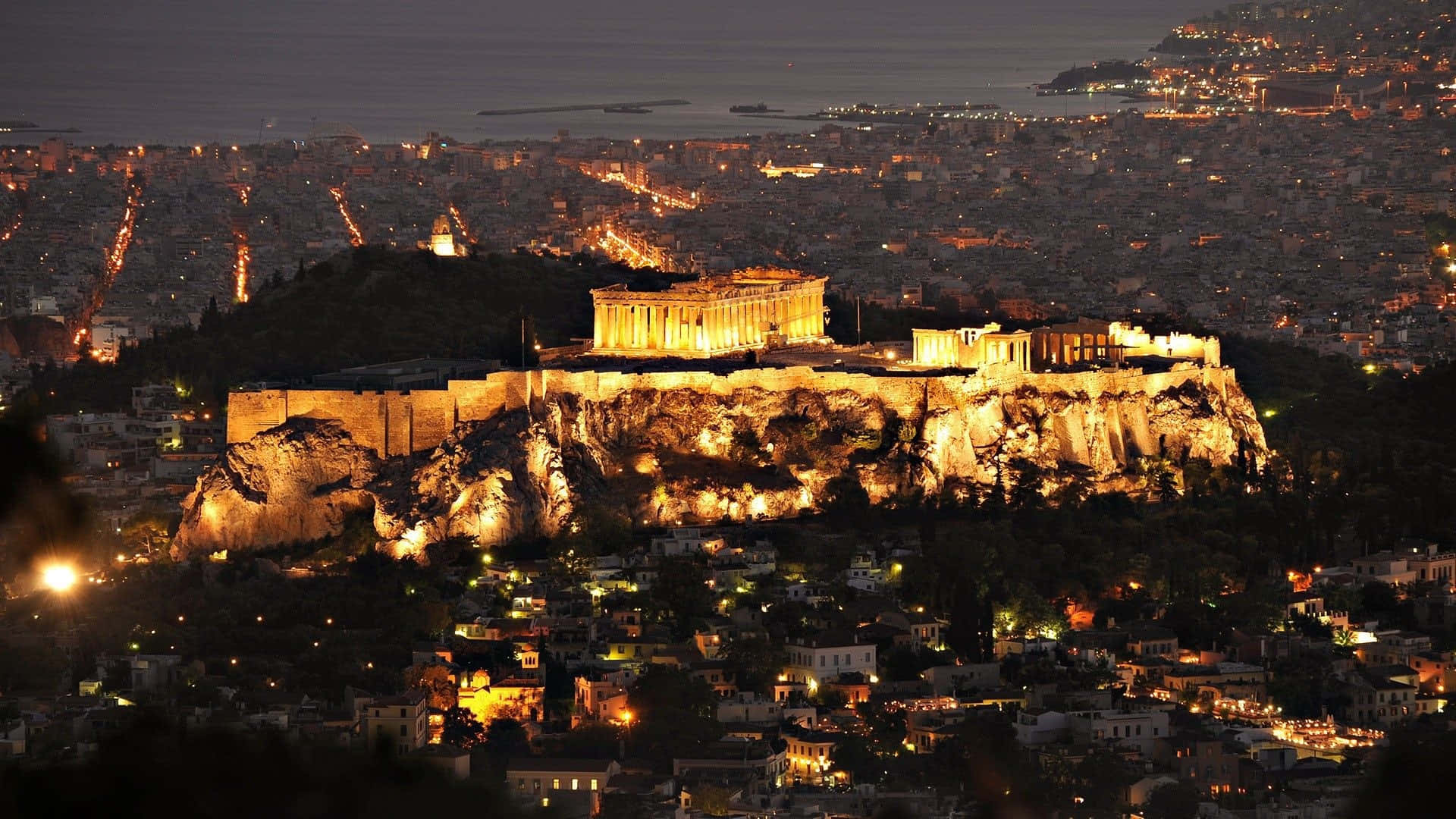 Athenian Acropolis During The Early Evening Wallpaper