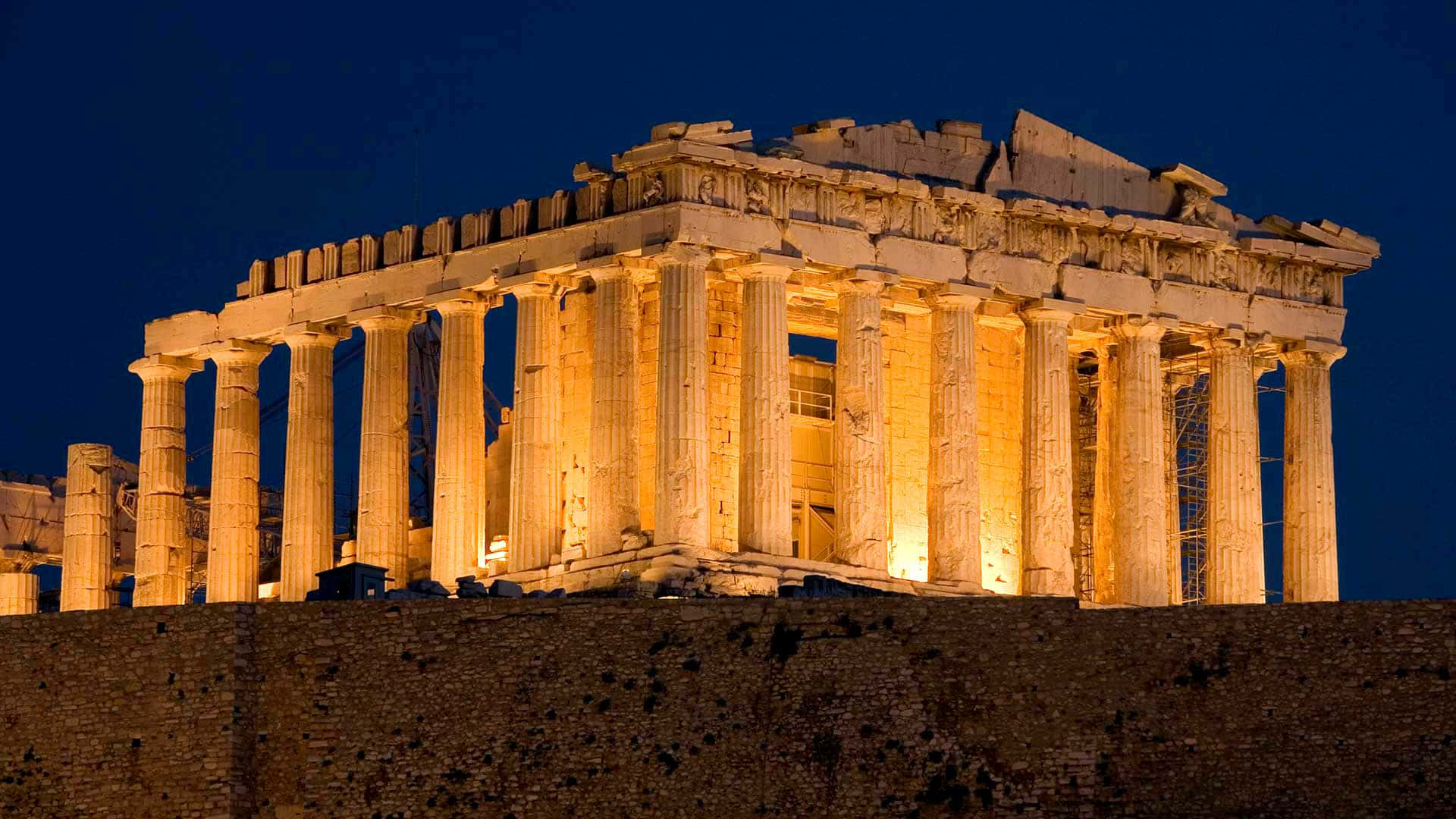 Historischeswahrzeichen Der Athener Akropolis Bleibt. Wallpaper