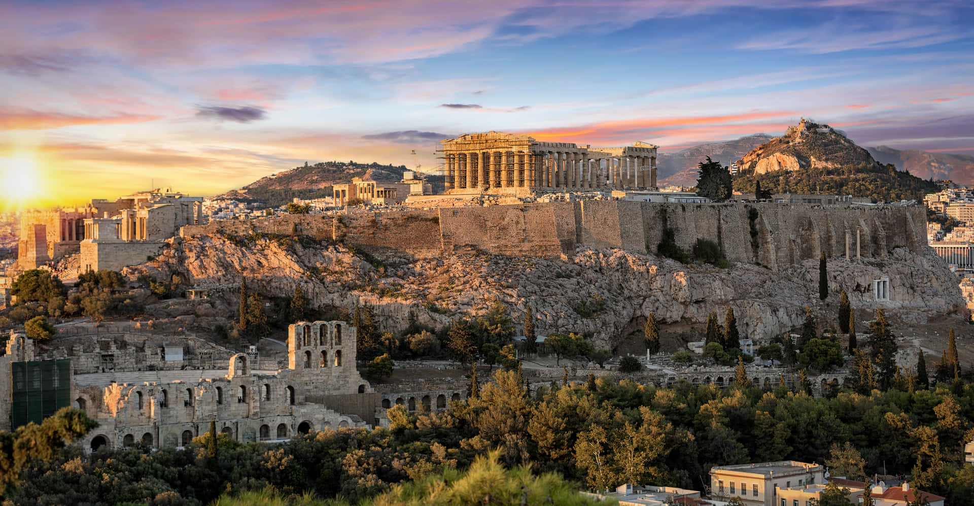Acrópolisde Atenas, Incluyendo El Templo Del Partenón Fondo de pantalla