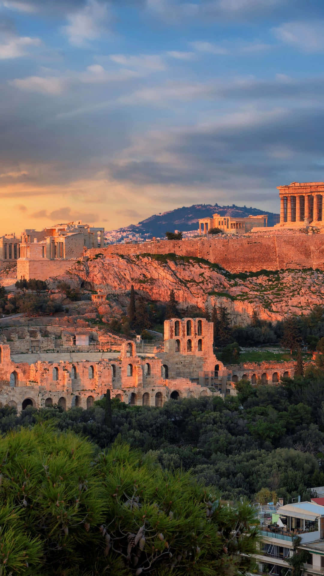Athenischeakropolis An Einem Schönen Tag Wallpaper