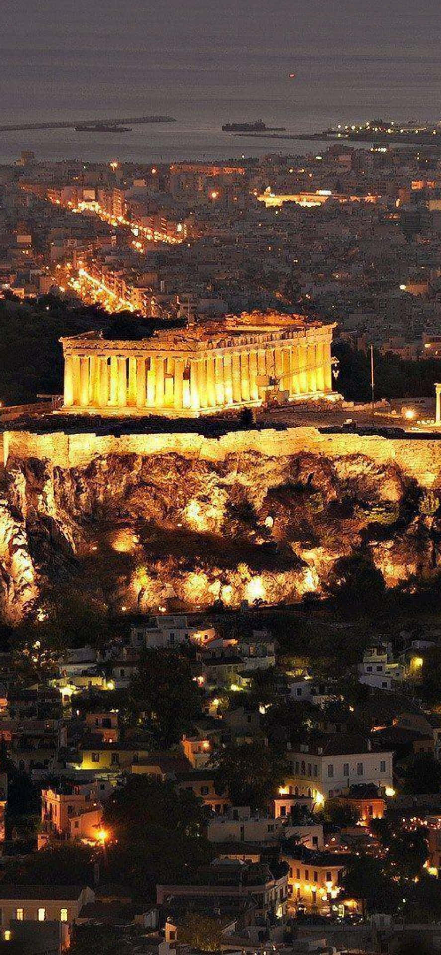 Athenischeakropolis Mit Blick Auf Den Saronischen Golf Wallpaper