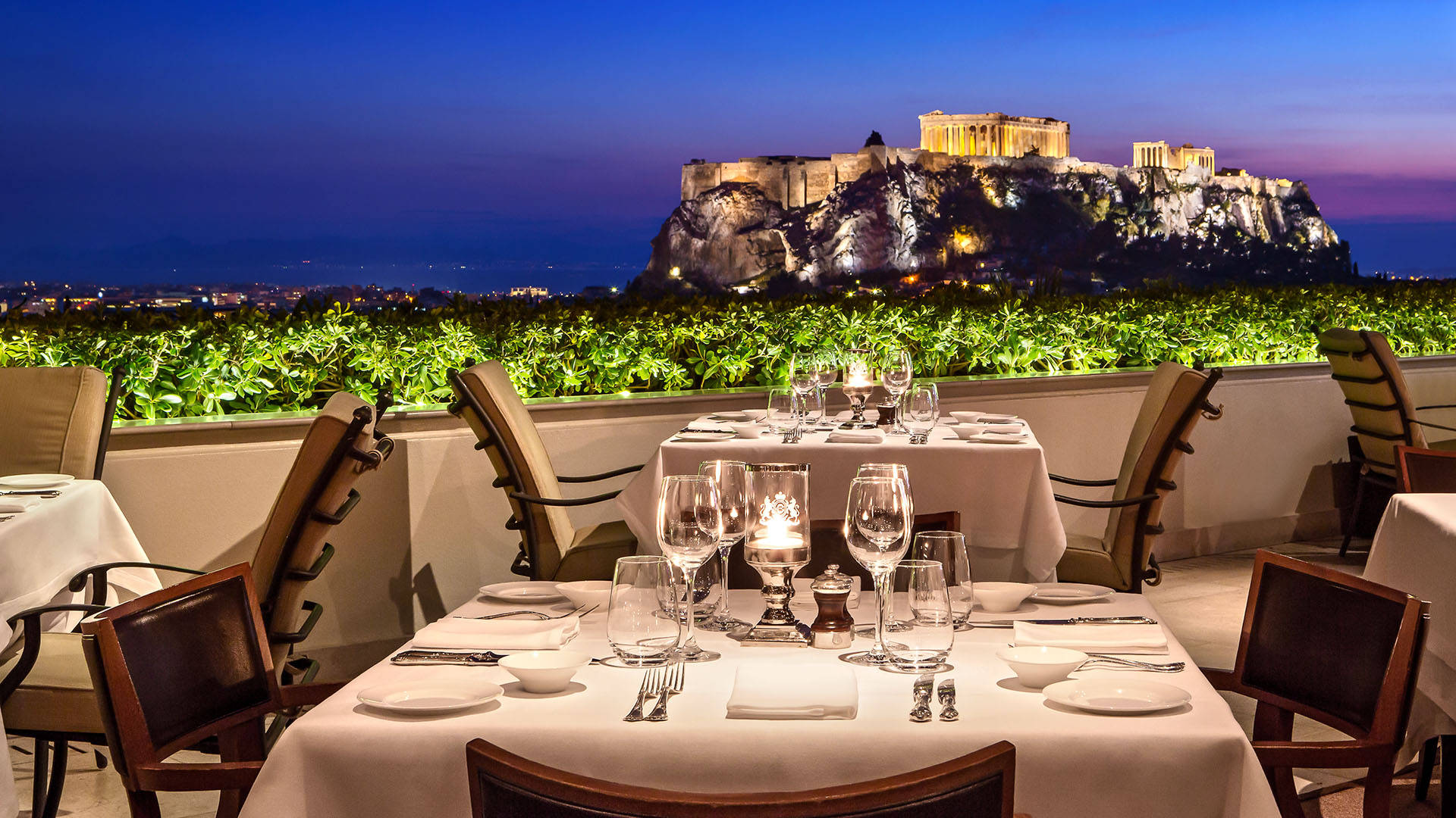 Athensakropolis Kerzenlicht Abendessen Wallpaper