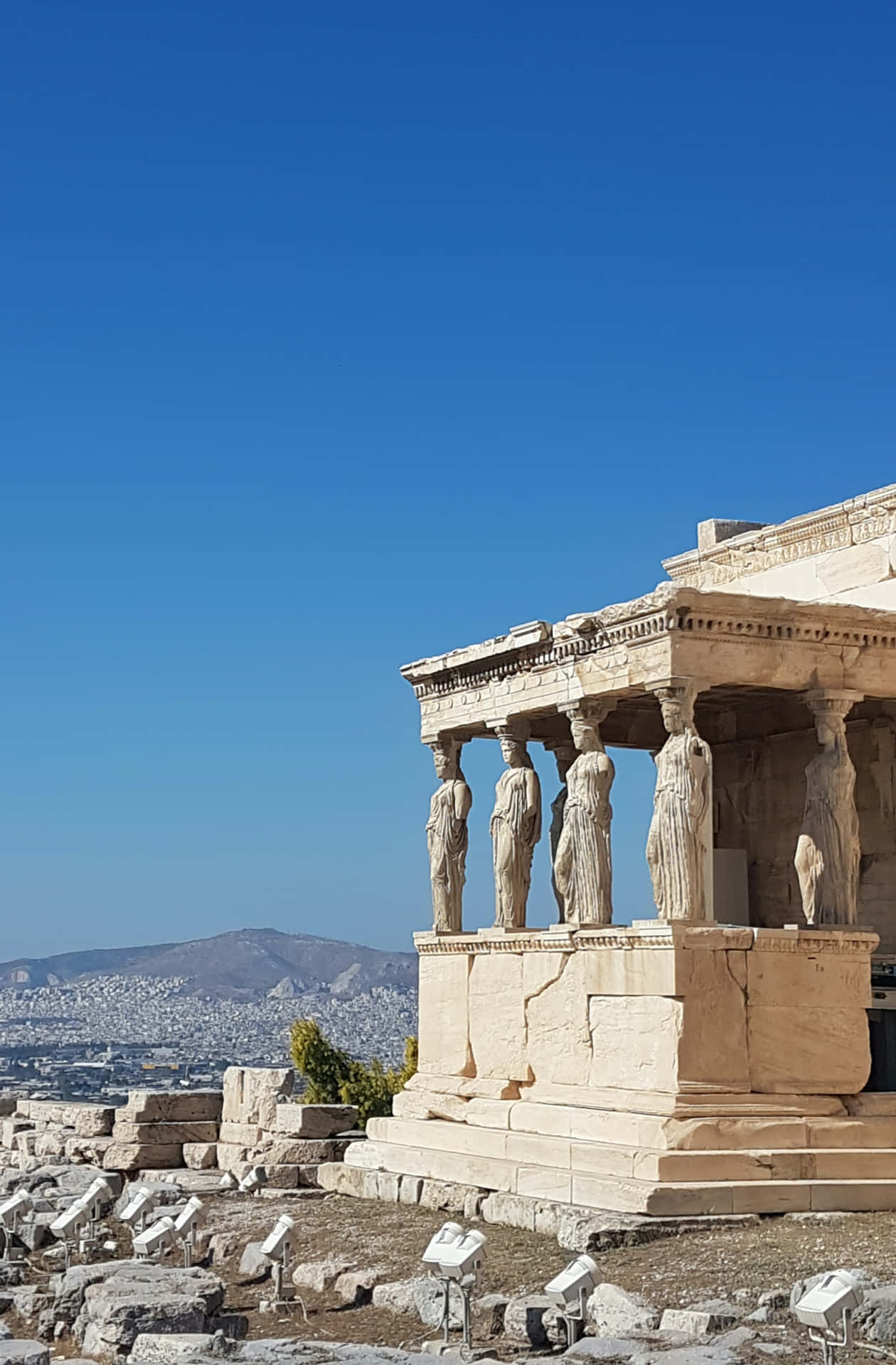Athens' Cityscape Viewed From The East Of Erechtheion Wallpaper