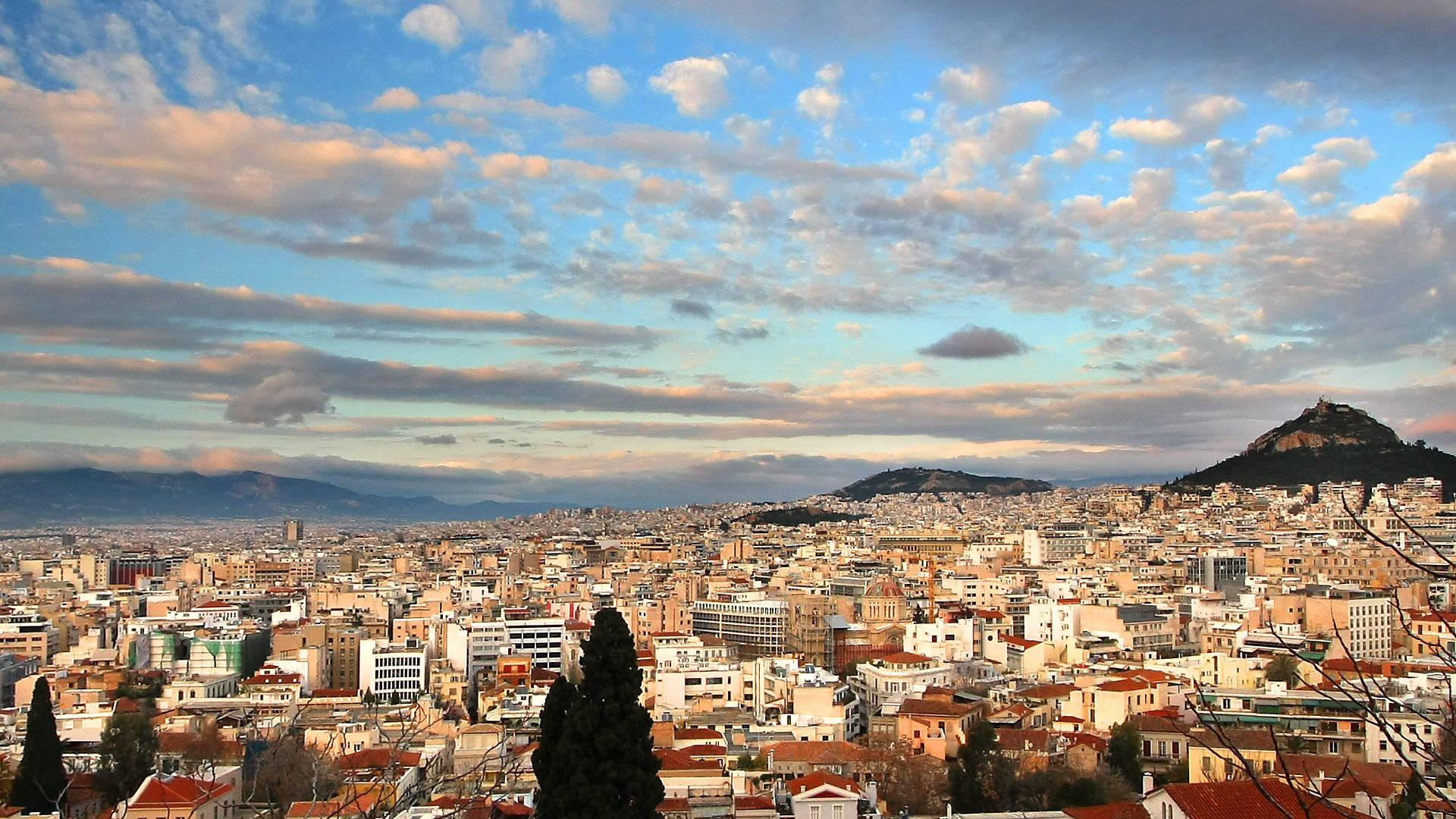 Vista Della Città Di Atene Grecia Sfondo