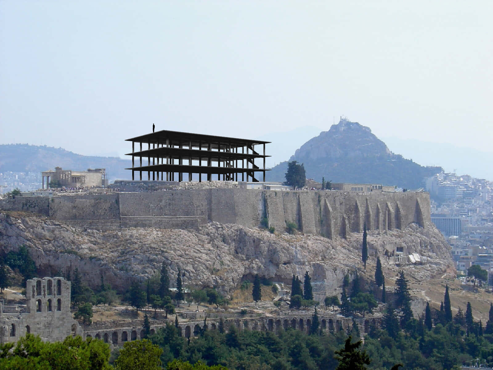 Impalcaturesulla Collina Di Atene, Monte Licabetto Sfondo