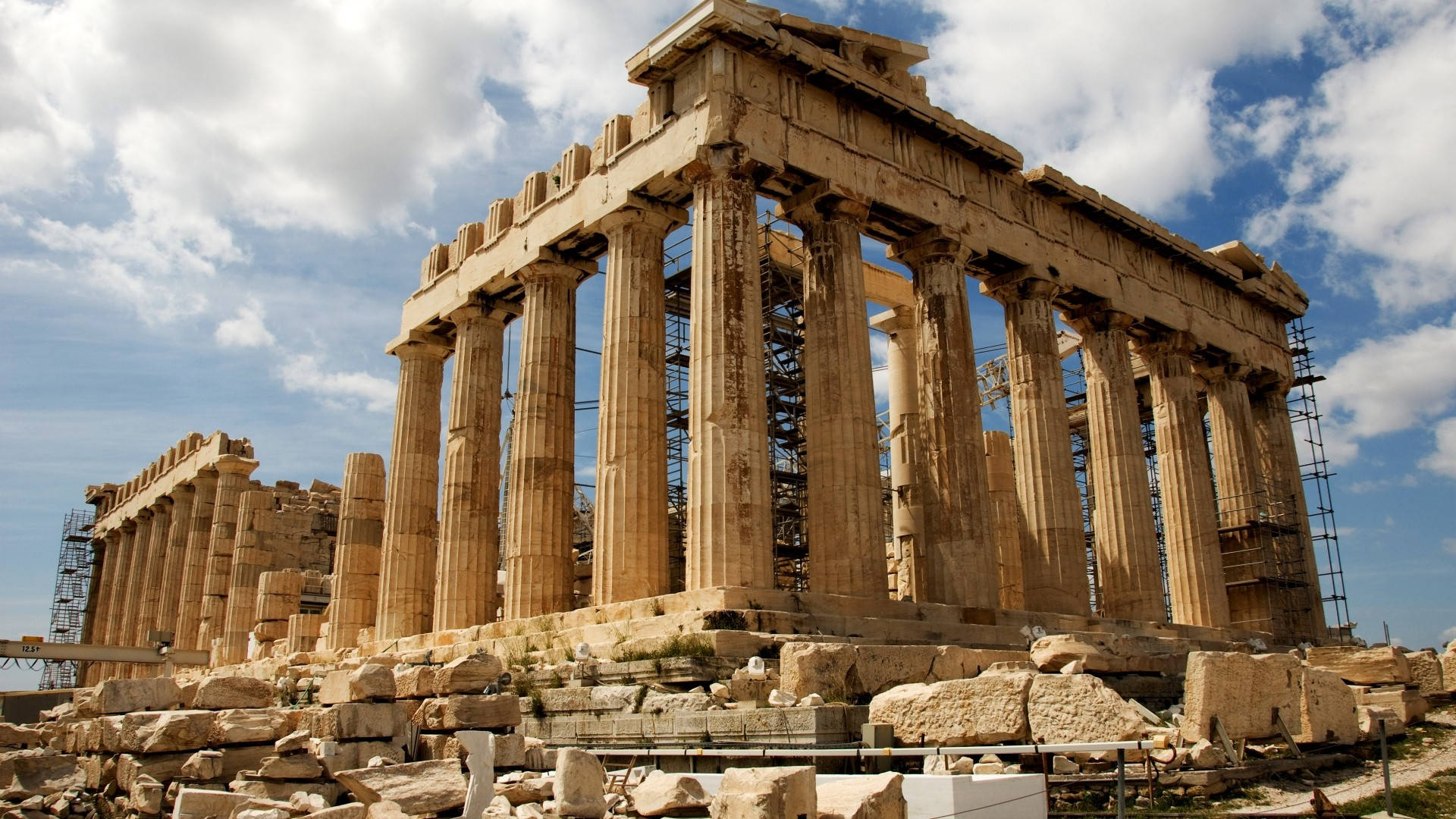 Rovine Della Vecchia Struttura Del Partenone Di Atene Sfondo