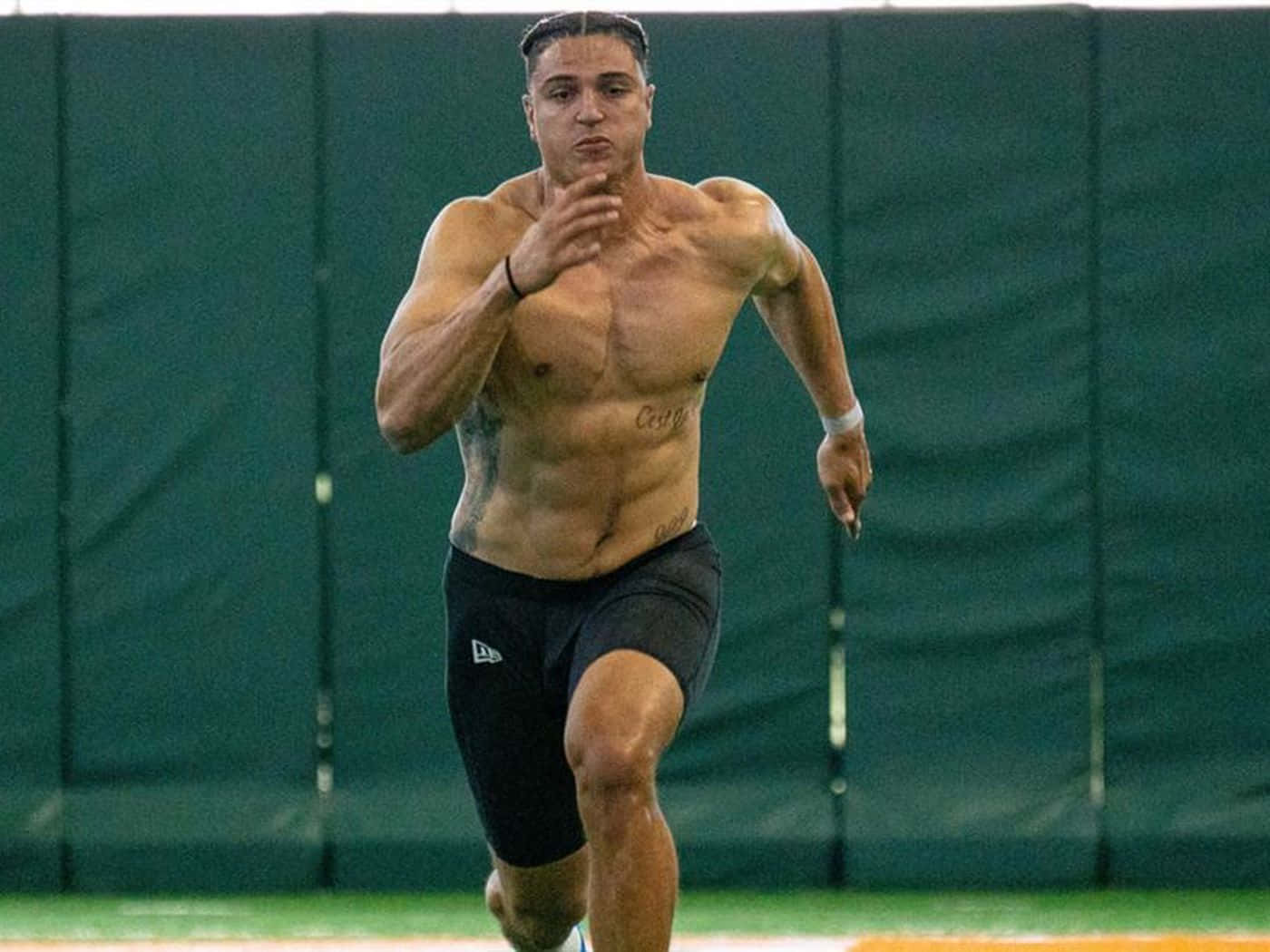 Athlete Running Drill Shirtless Wallpaper