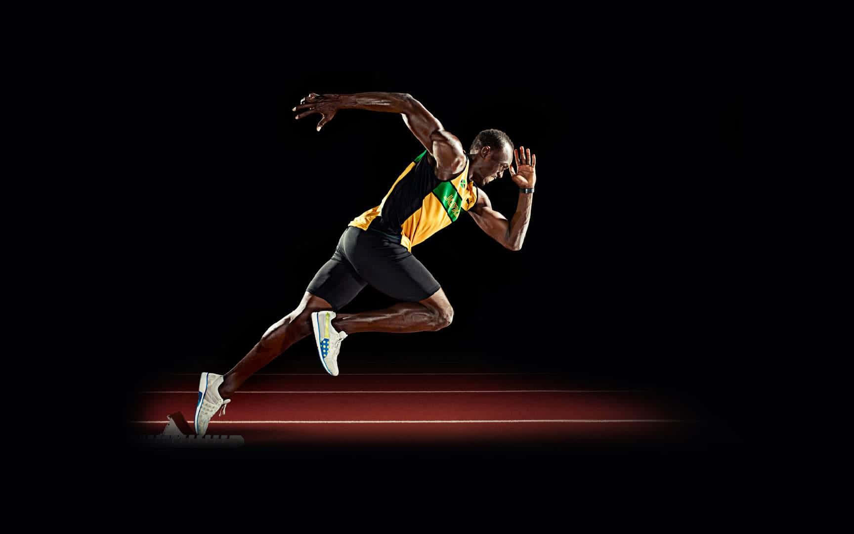 Ilustracióndel Atleta Jamaiquino Usain Bolt Para Fondo De Pantalla En Computadora O Móvil. Fondo de pantalla