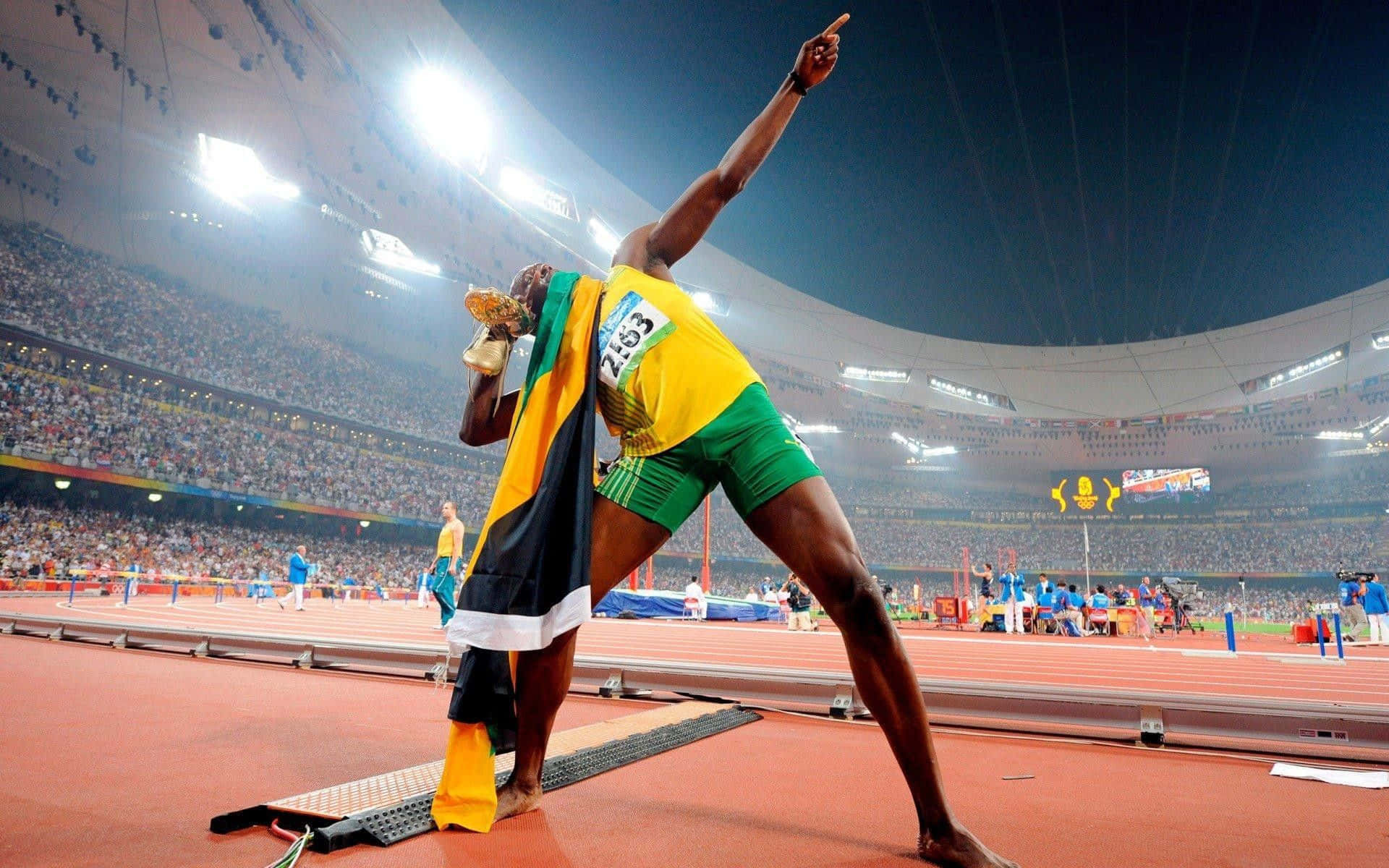 Atletagiamaicano Sprinter Usain Bolt. Sfondo