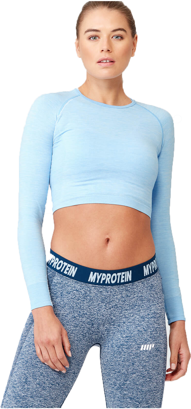 Athletic Womanin Blue Crop Top PNG