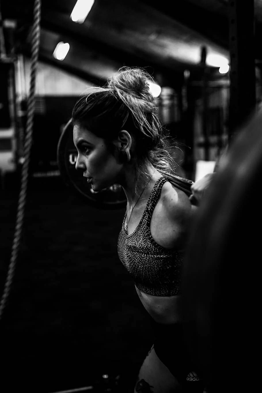 Athletic Workout Black And White Portrait Wallpaper