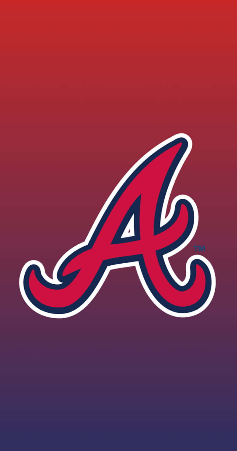 Logotipode Los Atlanta Braves Sobre Un Fondo Rojo Y Azul. Fondo de pantalla