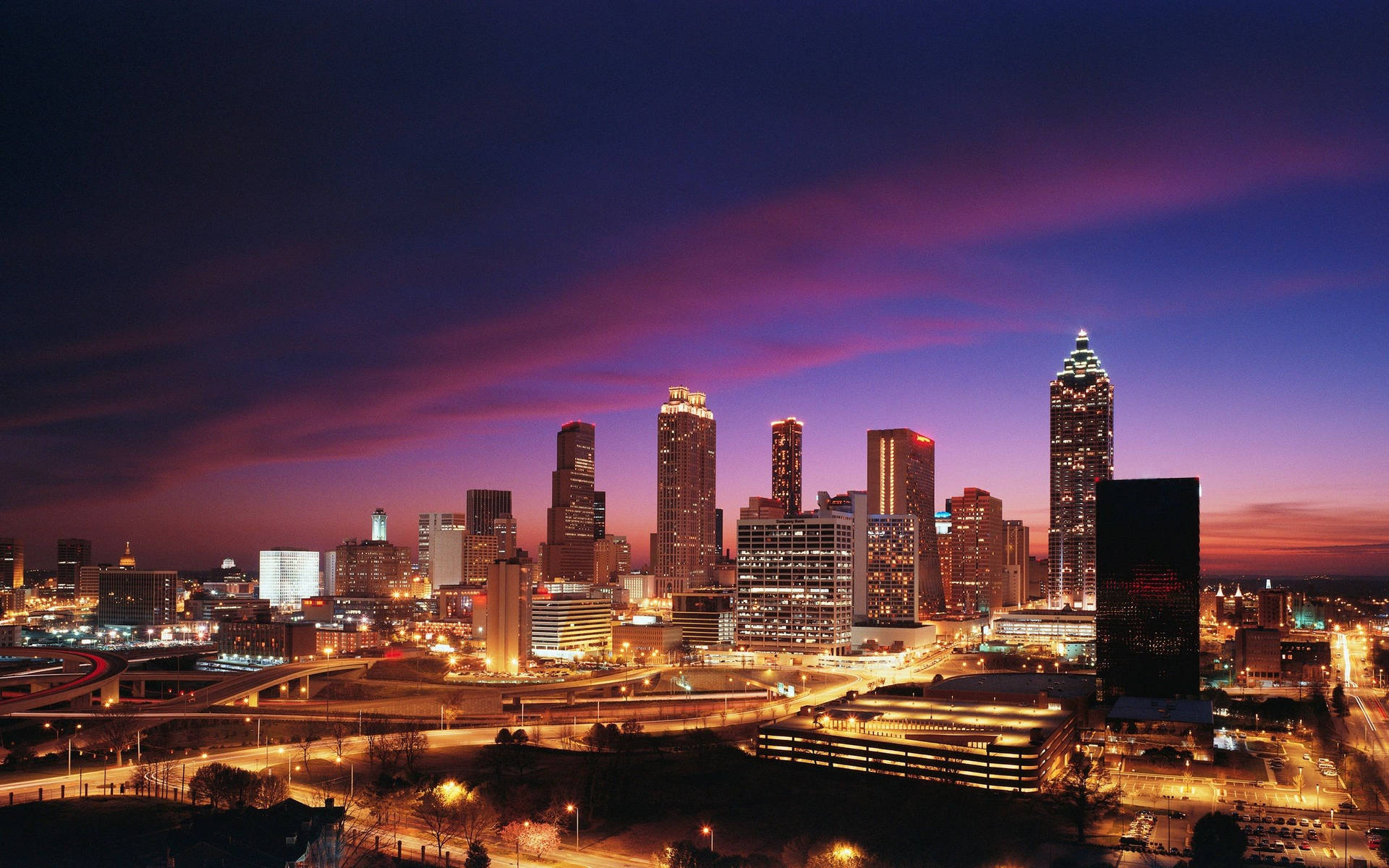 Atlanta City Skyview Om Natten Wallpaper