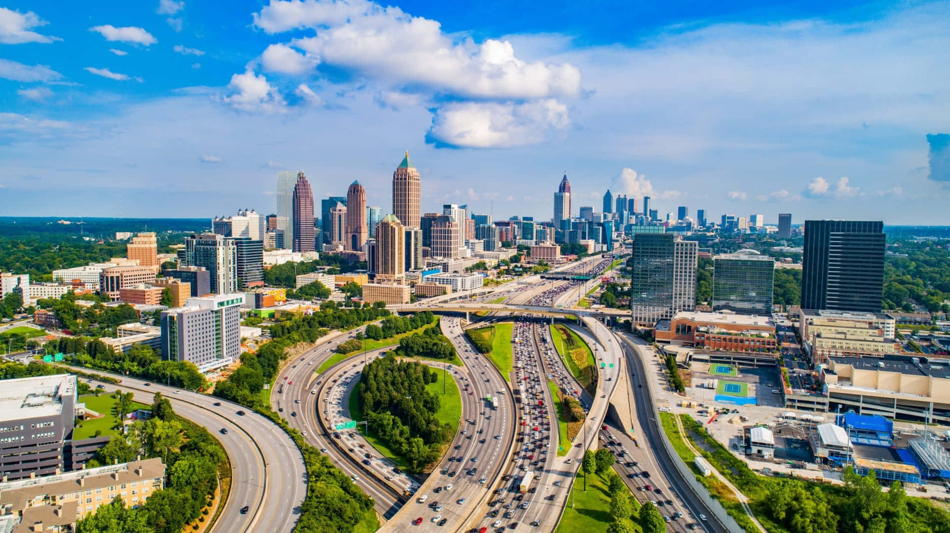 Atlanta Skyline With Highways And Buildings