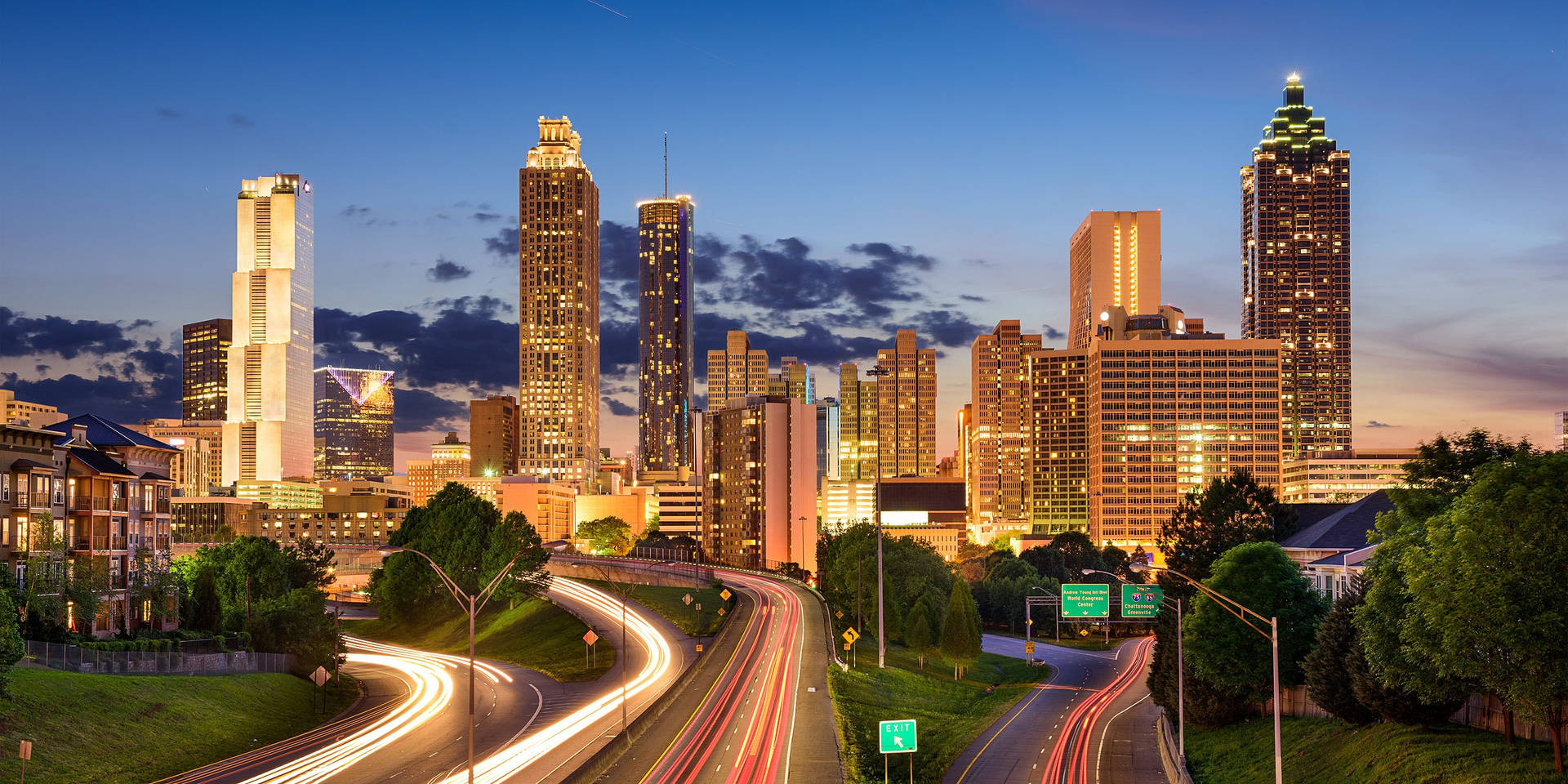 Atlanta Georgia Skyline At Night Background
