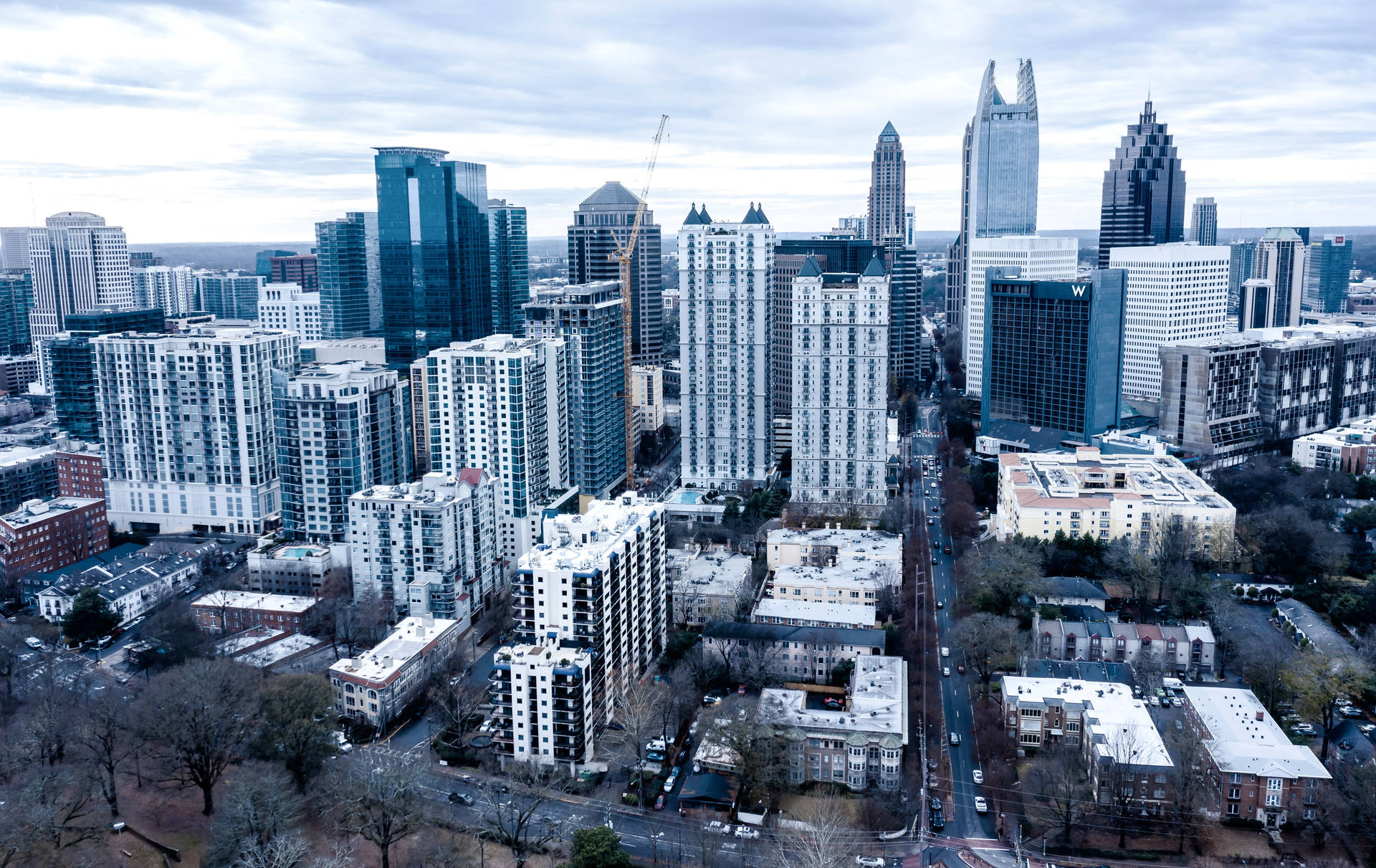 Atlanta Skyline Bird's Eye View Wallpaper