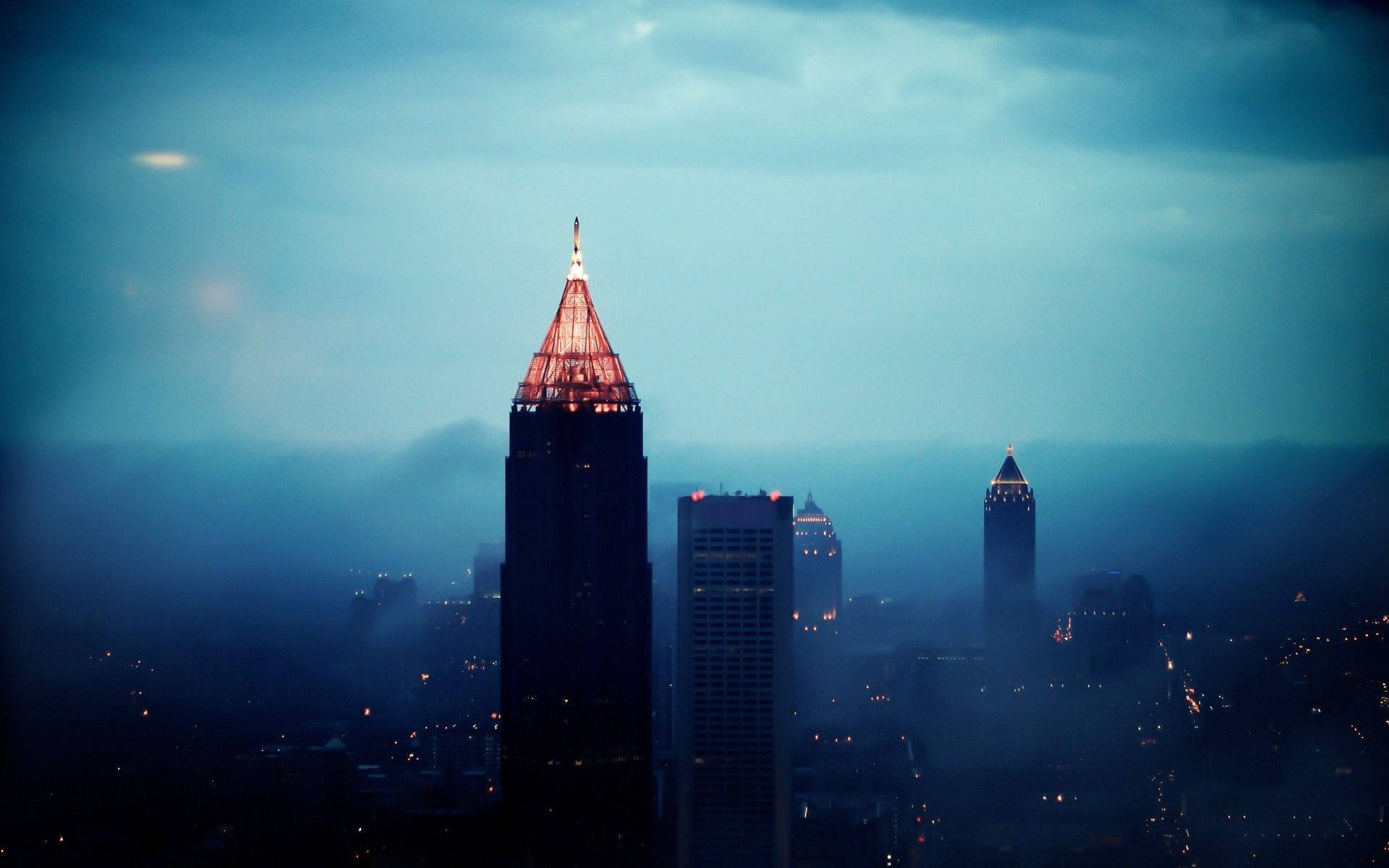 Atlanta Skyline Fog Background