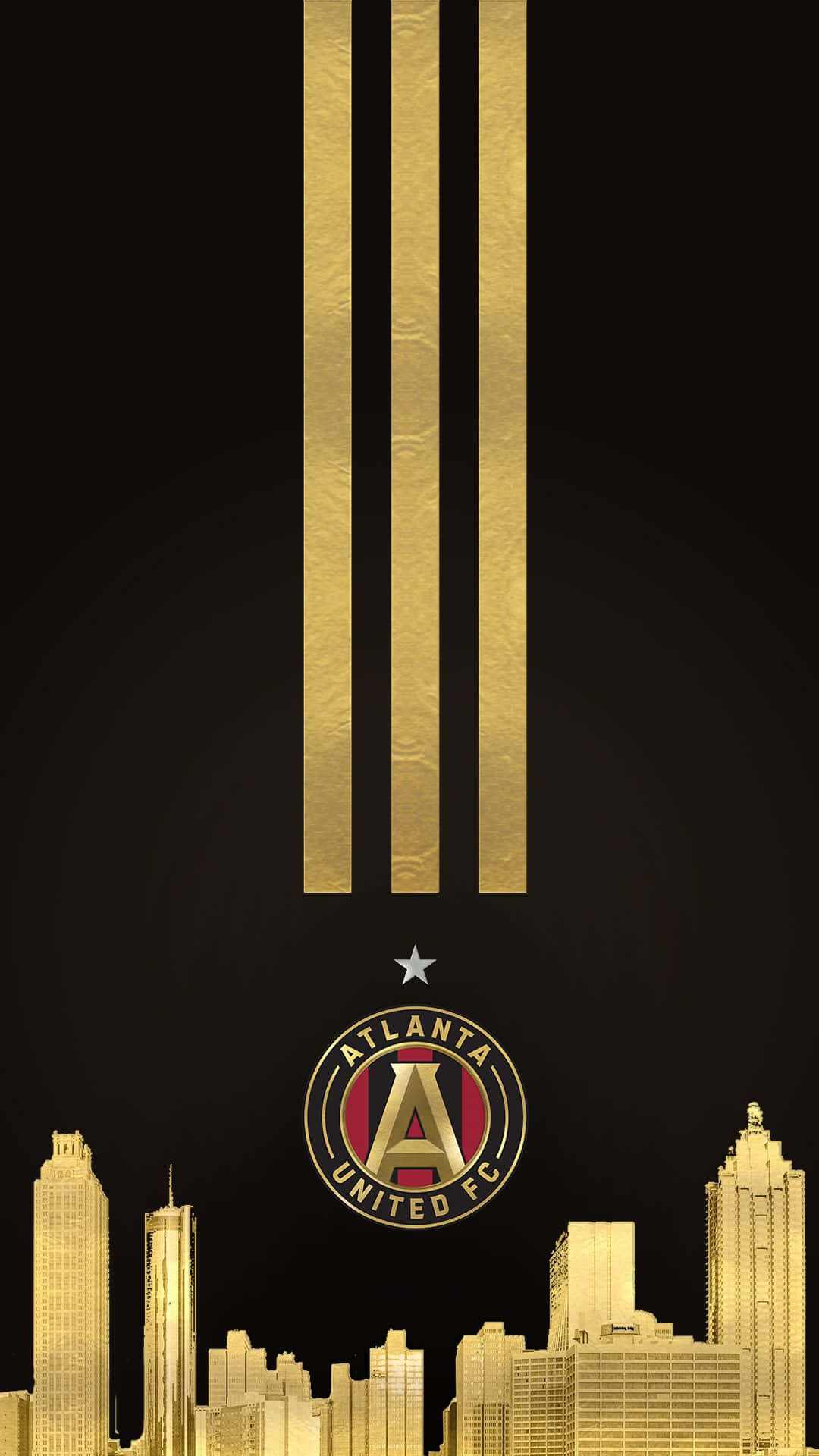 Atlantaunited Fc-logo In Gold. Wallpaper