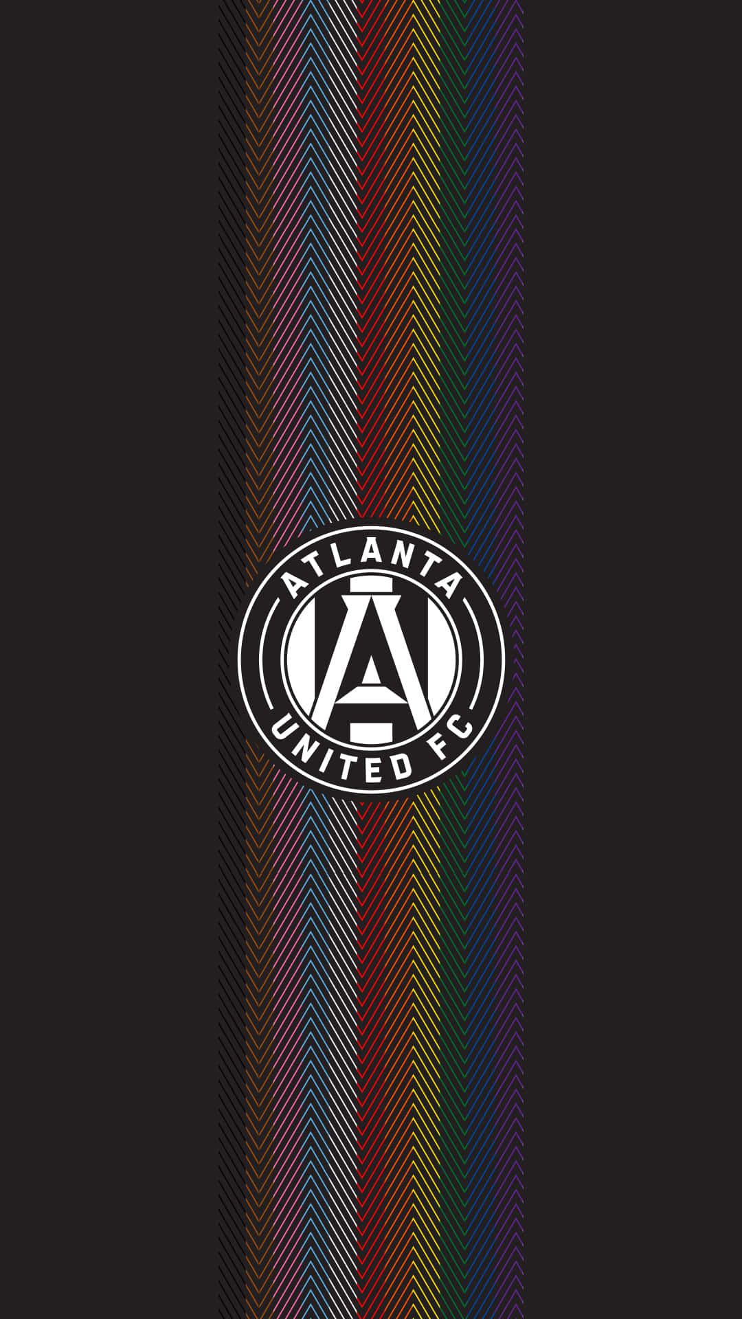 Logode Atlanta United Fc En Líneas De Gradiente De Estilo Retro Wave. Fondo de pantalla