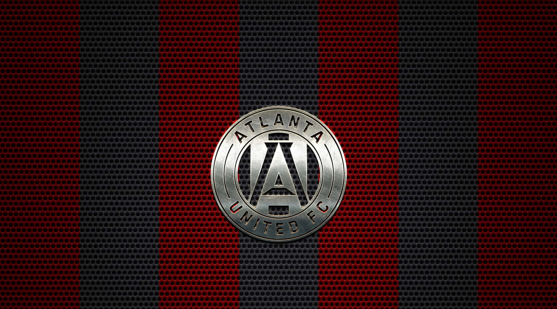 Logotipodo Atlanta United Fc Em Padrão Prata E Vermelho. Papel de Parede