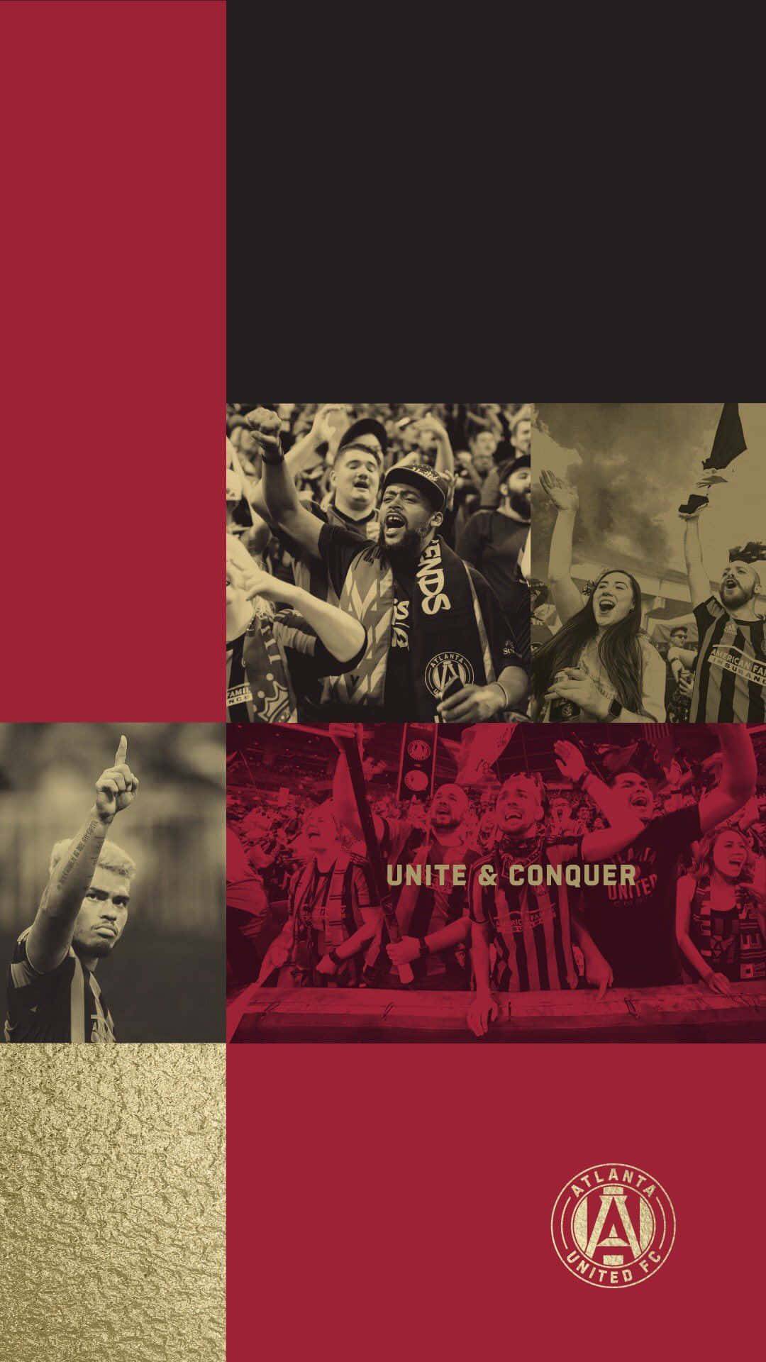 Collagedi Atlanta United Fc Rosso E Nero Sfondo