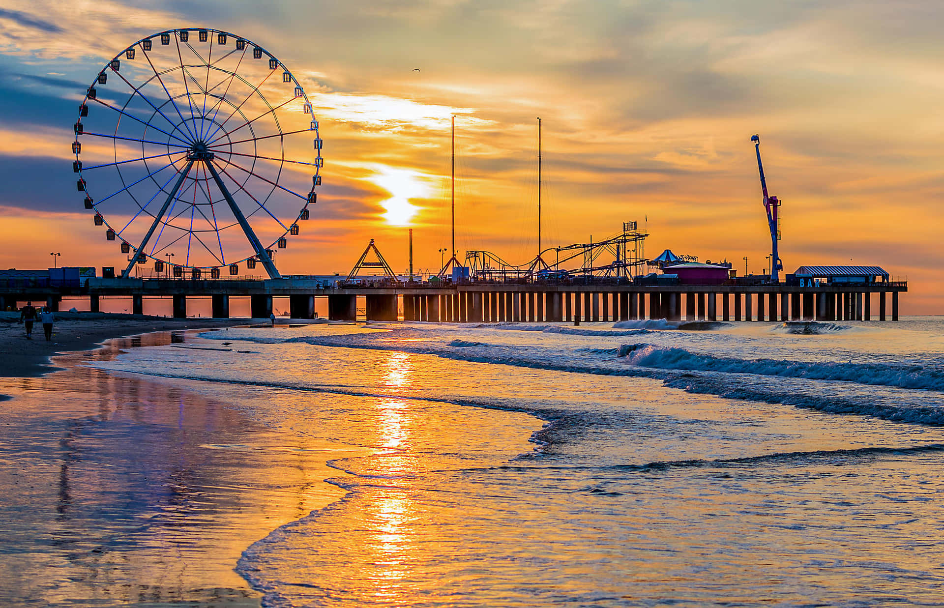 Bildpå Atlantic Citys Pariserhjul Vid Solnedgången