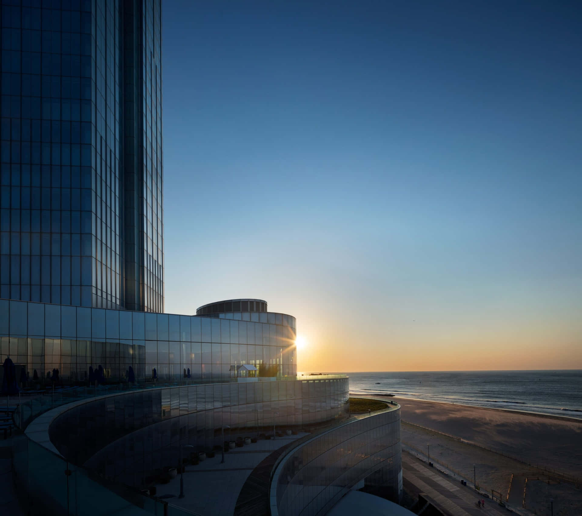Bildav Atlantic Citys Byggnader Vid Solnedgången